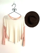 We the Free Free People Cream Light Pink thermal pullover top oversized S M L