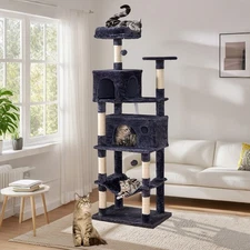 Tall Cat Tree Tower with Scratching Post,Basket,Hommock,Cat Condo On Sale Clean
