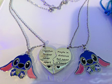 Stitch Best Friends Necklace Set 2 Necklaces Gift Pouch Brand New