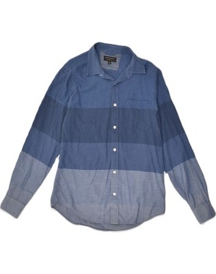 Banana Republic Herren Slim Fit Hemd Small Blau Colourblock Baumwolle AI06