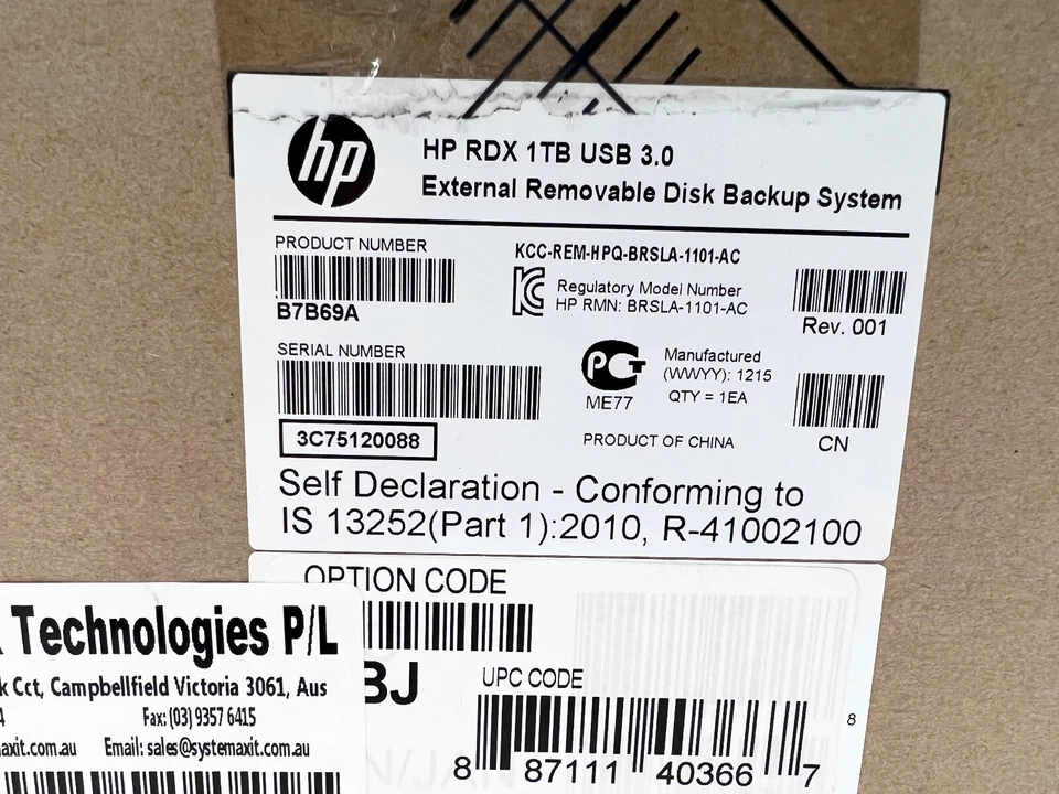 HP RDX 1TB USB 3.0 External Removable Disk Backup System B7B69A - Image 2 of 2