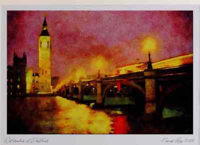 557052 Westminster Bridge And Big Ben London England Ltd Ed A3 Watercolou