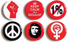 SOCIALIST ACTIVIST BADGE BUTTON PIN SET (Size is 1inch/25mm diameter) OCCUPY