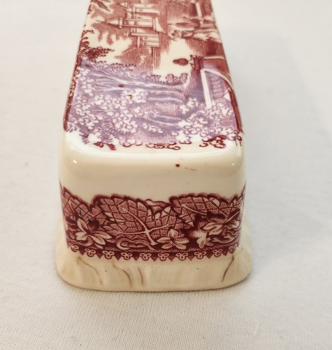 Rare Masons Vista England Ironstone Butter Dish Lid Top Red - Picture 6 of 11