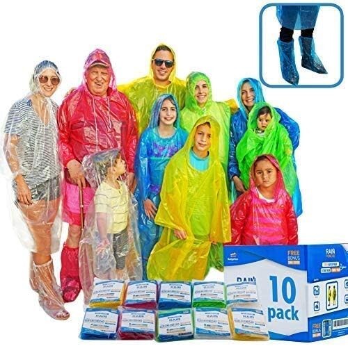 Rain Poncho Familienpackung mit Schuhabdeckungen - extra dick, verschiedene Farben, 10er-Pack - Bild 8 von 8
