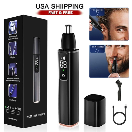 Ear and Nose Hair Trimmer with LED Display, USB Rechargeable Nose Trimmer