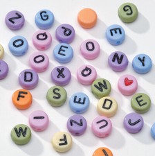 Acrylic Alphabet Beads Round Assorted Colors with