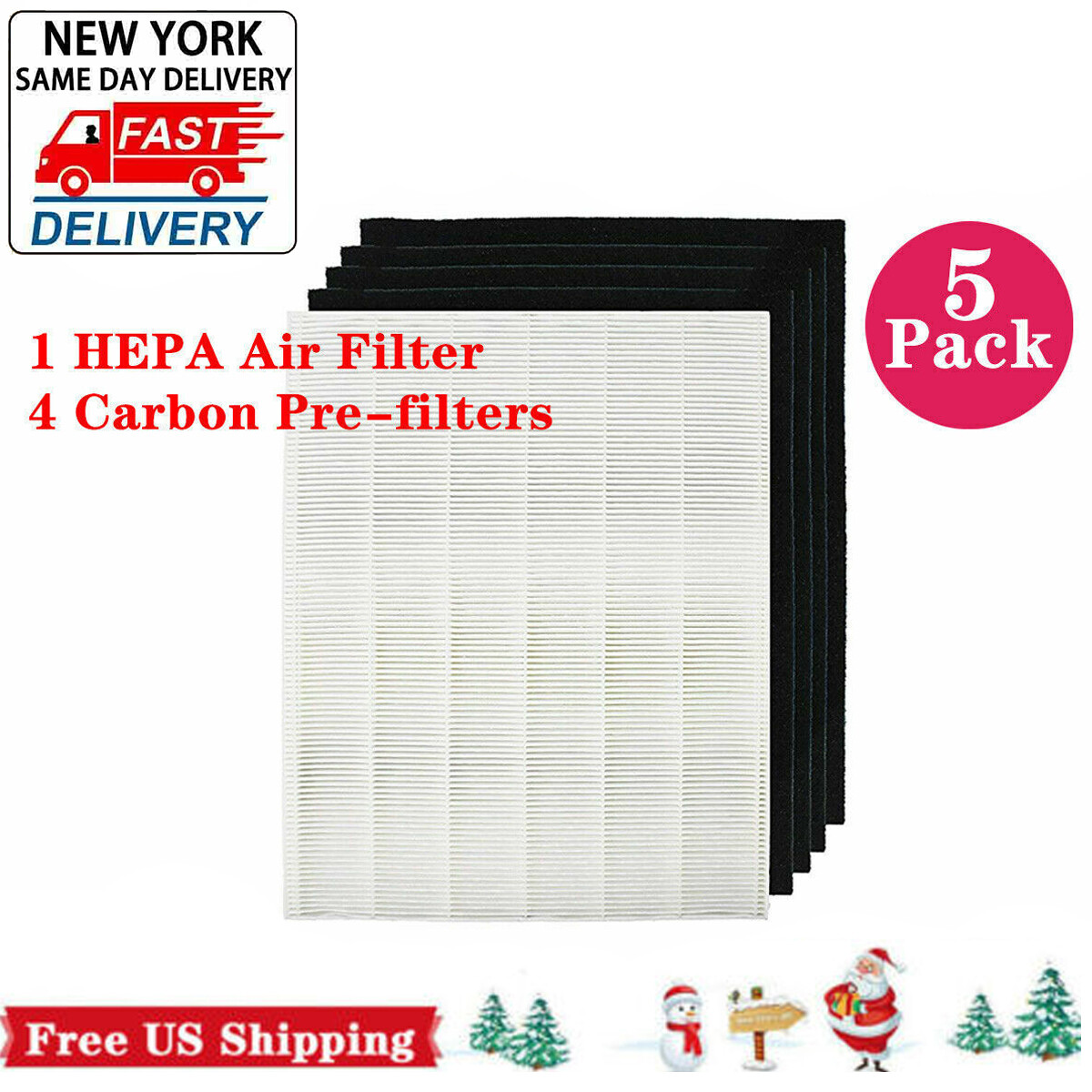 Air Purifier Carbon pre-filter w/ Main HEPA filter for Winix 115115 5300 6300-image
