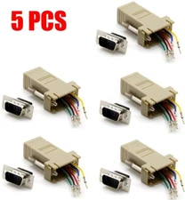 5x Pack DB9 Male 9-Pin RS232 to RJ11 RJ12 6P6C Telephone Phone Line Adapter Lot