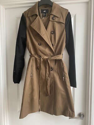 New H&M Black/Khaki Rain Mac Trench Coat Size New without