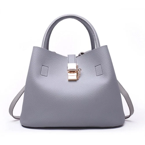 Ladies' leather bucket bag with gold padlock crossbody bag, ladies' handbag - Picture 21 of 37