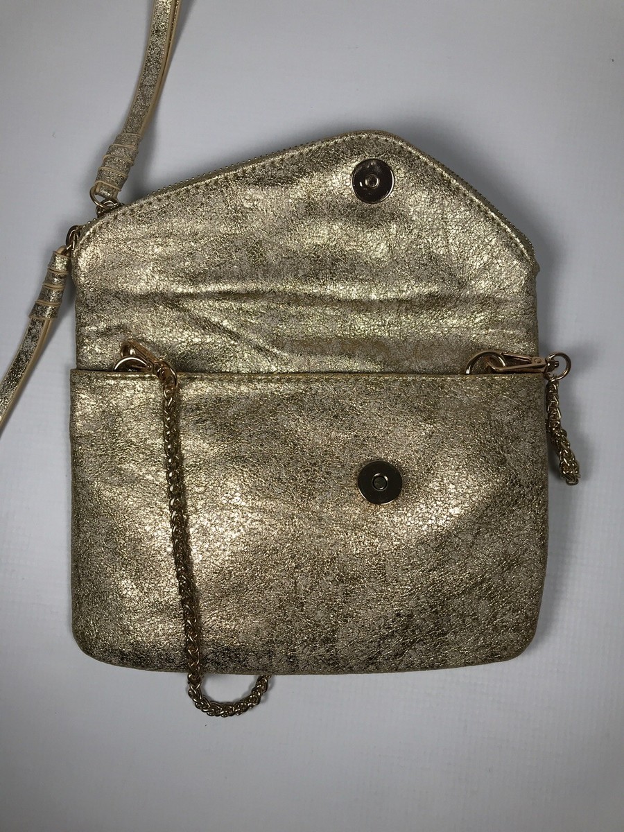 Street Level Gold Crossbody Clutch Bag With Chain | eBay