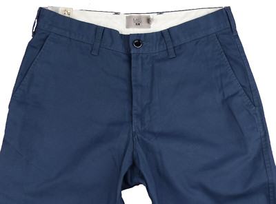M&S Herren Marks & Spencer Blau Slim Hose Größe 42 Bein 32,5 Etikett DEFEKT