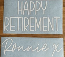 Personalised Happy Retirement Vinyl Decal Stickers For Balloons, Gift Box