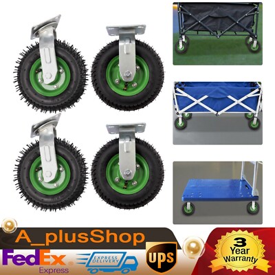 4pcs Pneumatic Air Tire Wheel 2 Rigid & 2 Swivel HD Farm Cart Caster Parts
