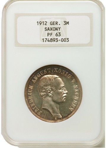 1912 D Bavaria Bayern German States Otto 3 Mark Silver Coin NGC Au