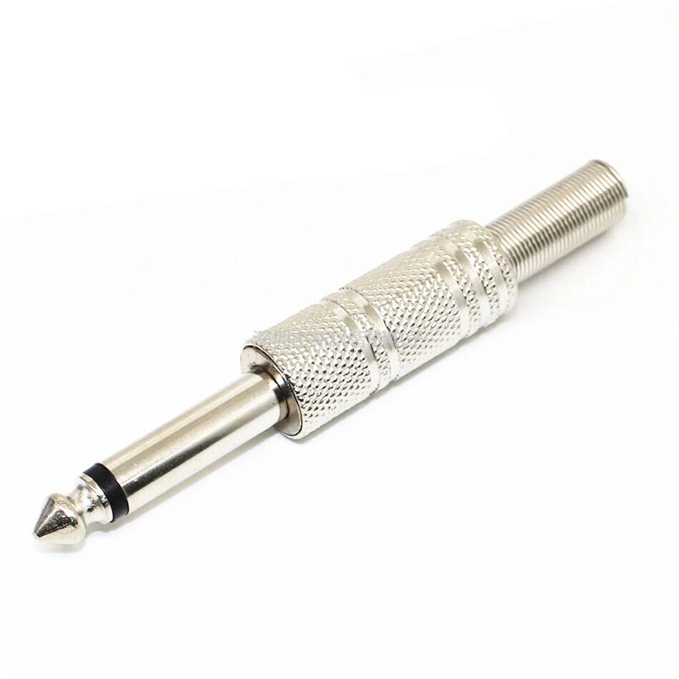 Solder Mono 6.35MM Metal Microphone Jack Plug 6.5 Audio connector Speaker Silver - Image 4 of 4