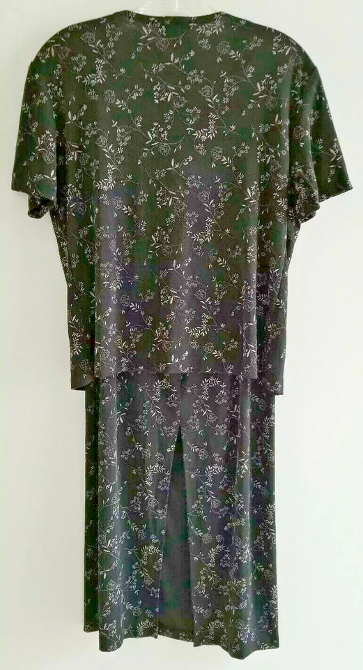 Blusa y falda larga con flores blancas y negras de 2 piezas de moda Bug para mujer  Foto 3 de 4