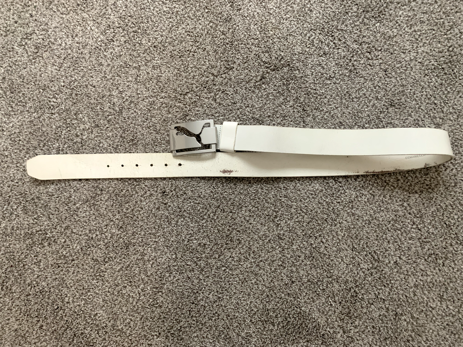 White Puma Large Leather Golf Belt With Buckle
