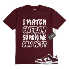 Dunk Team Red White Low Maroon Burgundy T Shirt Match MATCH