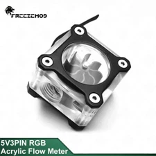 FREEZEMOD Liquid Flow Meter Velocity Observation Module Acrylic w/ Metal Armor