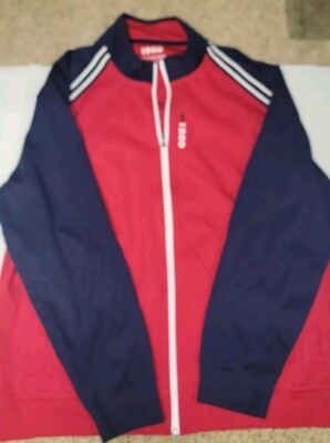 IZOD Advantage Performance Sweater Mens Large XXL Red Stretch Mock Neck Full Zip