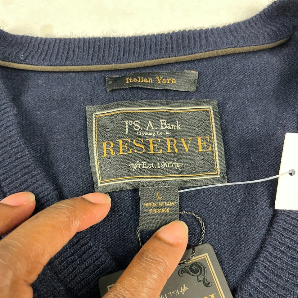 Suéter Jos A Bank Reserve Para Hombres Mezcla Lana Cachemira Nuevo con Etiquetas Azul Marino Talla Grande Foto 4 de 4