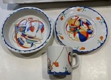 TIFFANY  CO. Seashore 3pce Baby Tableware Set Porcelain Pre-owned