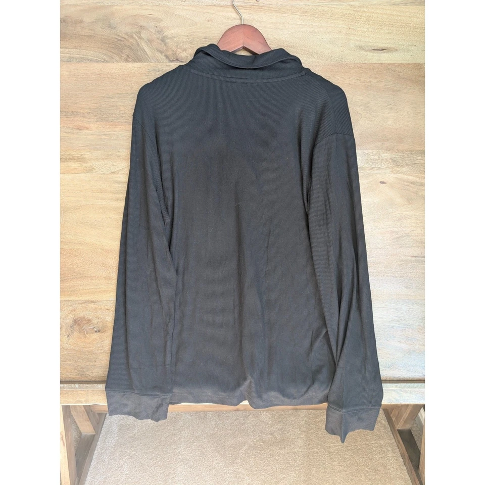 Skims Sleep Shirt Womens Large Onyx Black Soft Lounge Ribbed Button Front NWT - Image 2 of 4