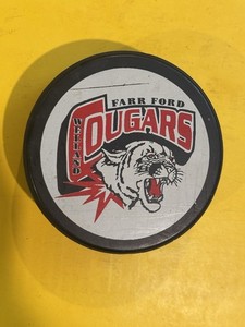 OLD VINTAGE HOCKEY PUCK - WELLAND JR.B COUGARS 25th ANNIVERSARY 2-SIDED