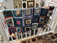 Vintage Hand Crochet Blanket Throw Irregular Shape Ideal For Parts / Completion