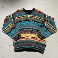 Vintage COOGI 3D Knit Cotton Multicolor Sweater Hip Hop Made Australia L