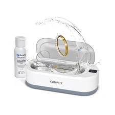 Upgraded KUNPHY Ultrasonic Jewelry Cleaner with 50ml Solution, 48KHZ, 12OZ Ca...