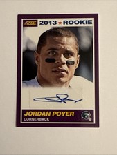 2013 Panini Score Rookie Purple  Border  Auto Jordan Poyer Card #378 Cornerback . rookie card picture