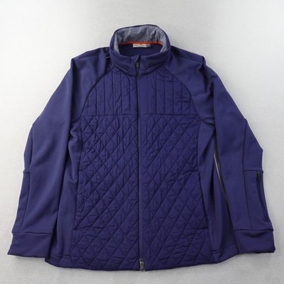KJUS Pike Jacket Mens Medium Blue Quilted Full Zip Golf Hybrid Stretch Hooded