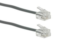 RJ11 Straight Modular Telephone Cable, Silver, 14ft - Lifetime Warranty