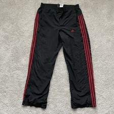 Vintage Adidas Wide Leg Track Pants Mens XL Black Training Gym Y2K Sportswear