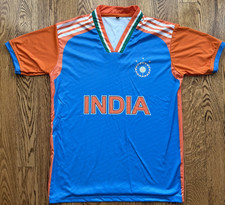 India Cricket T20 USA Match DriFit Jersey Blue/Orange/Green Short Sleeve Large