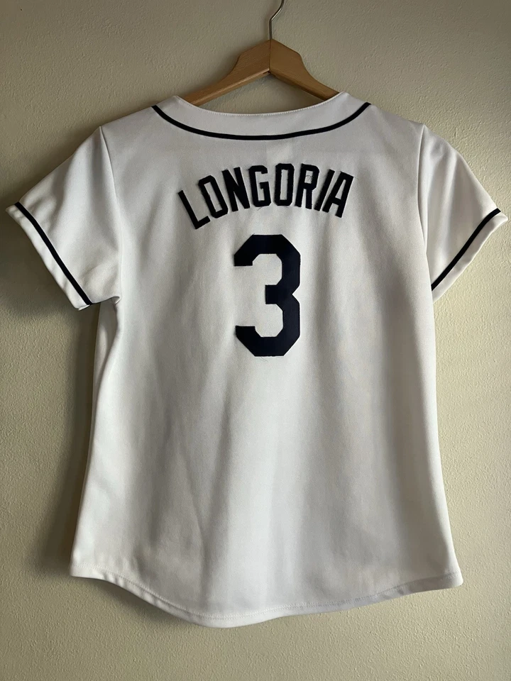 Majestic Tampa Bay Rays Evan Longoria 3 Jersey Cosido Blanco Mujer’s Talla Pequeña Foto 2 de 4