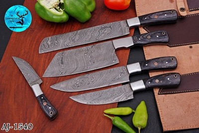 Custom HandMade FORGED DAMASCUS STEEL CHEF KNIFE SET Kitchen Knives 1540