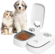 Automatic Cat Feeder 2 Meal, 48H Timer Wet Dry Cat Food Dispenser, with Display 
