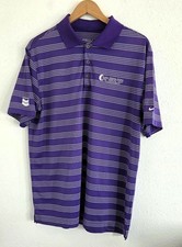 Nike Golf Dri-Fit Men's Purple White Stripe Tour Performance Polo Shirt Size L