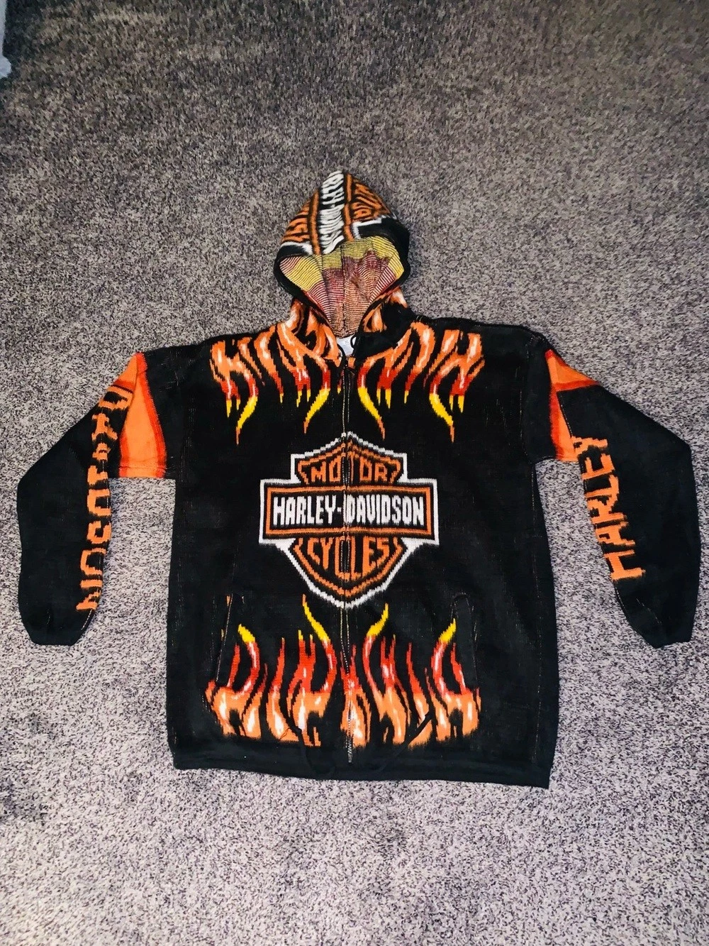 Reworked Vintage Harley Davidson Flame Hoodie/Jacket(Unisex,Never Worn Men’s image 1