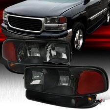 Fit 1999-2006 GMC Sierra 1500 2500 Smoke Headlights+Bumper Signal Lamps 99-06