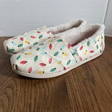 Tom s Womens Alpargata Glow Holiday Lights Faux Fur Slip On Shoes Size 7 Comfy