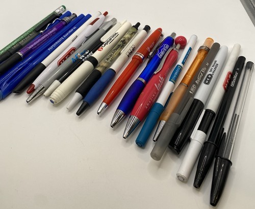 LOT OF 20+ PENS BULK INK PENS Branded & UNBRANDED VARIOUS COLORS