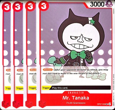 One Piece TCG - 4er Playset - OP07-008 Mr. Tanaka UC/EN/NM