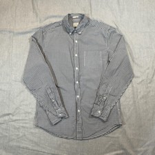 J Crew Shirt Mens Medium Navy Gingham Button Down Classic Stretch Secret Wash