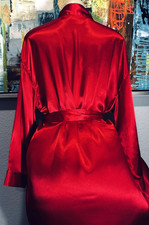 Vtg Victoria's Secret Red Wrap Satin Robe OS