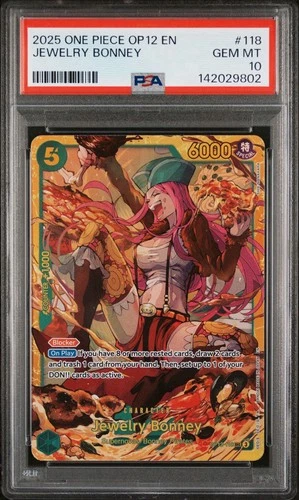 2025 ONE PIECE OP12-LEGACY OF THE MASTER #118 JEWELRY BONNEY PSA 10